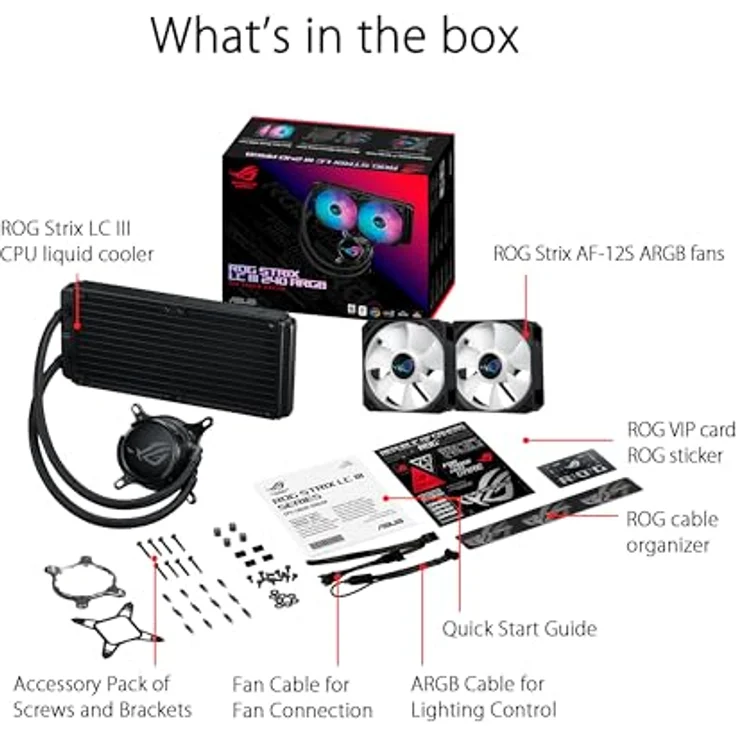 ASUS ROG STRIX LC III 240 ARGB All-in-One Flüssig-CPU-Wasserkühlung schwarz (2x adressierbare ROG ARGB-Lüfter, Asetek-Pumpe 7. Generation V2, kompatibel mit Intel LGA 1700, 1200, 115X, AMD AM5, AM4) – Bild 5