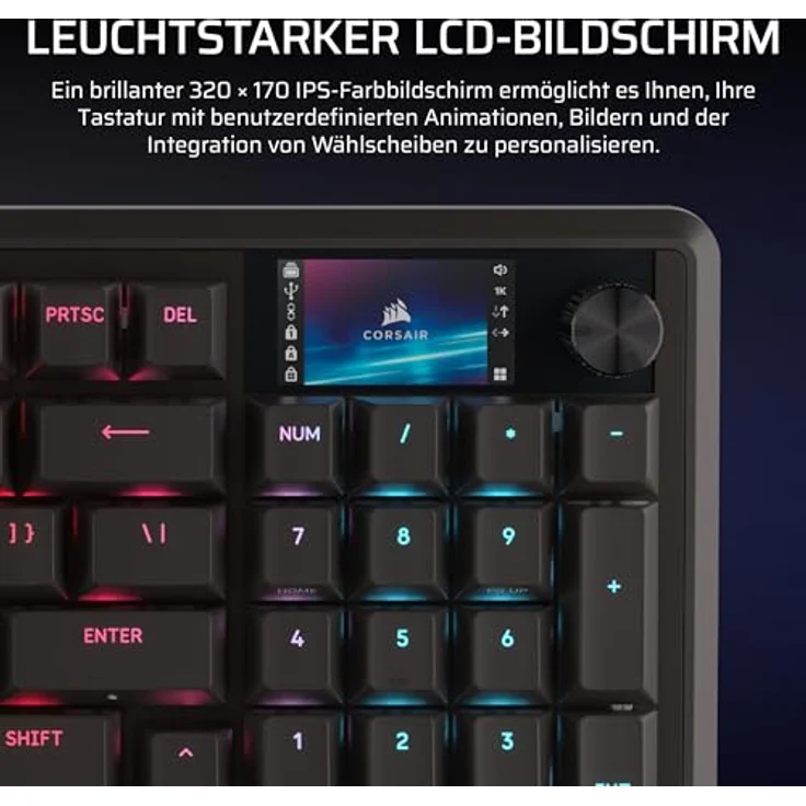 Corsair Vanguard PRO 96 Gaming-Tastatur, MGX Hall-Schalter, 8.000 Hz, Rapid Trigger, LCD, RGB, 96 % Layout – Bild 6