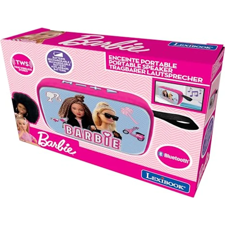 Lexibook Barbie Bluetooth tragbarer Lautsprecher, 10 Watt Stereo-Sound, 1200 mAh Akku, pink – Bild 3
