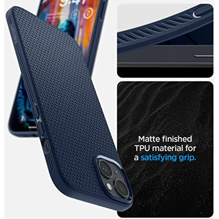 Spigen Liquid Air Hülle Kompatibel mit iPhone 14 Hülle Case - Matte Besichtung, Air Cushion Technologie, Navy Blue – Bild 4
