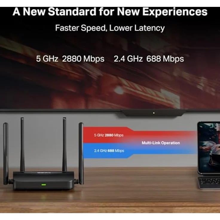 Mercusys MR25BE, Wi-Fi 7 Router mit 3570 Mbps, Dual-Band, 4 × Gigabit-Ports, VPN, MLO, 160 MHz-Kanal, schwarz – Bild 5