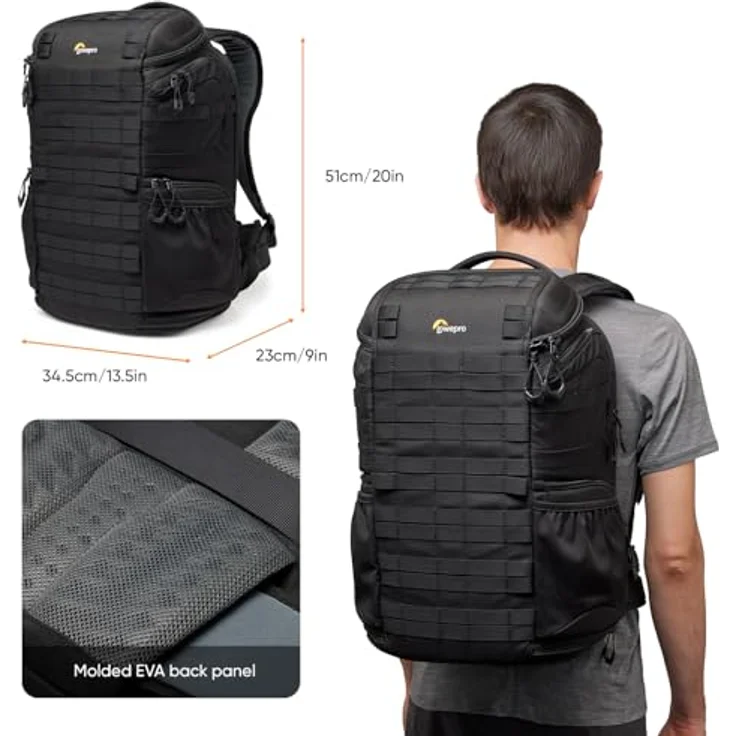 Lowepro ProTactic BP 450 AW III Kamerarucksack, 4 Zugriffspunkte, für Fotografen/Videografen, Volumen 28 l, mit Regenhaube, recyceltes Gewebe (GREEN LINE) – Bild 2