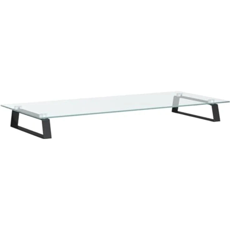 vidaXL Monitorständer, Monitorerhöhung mit Stauraum, Hartglas Metall, schwarz, 80x35x8cm, ergonomisches Design – Bild 1