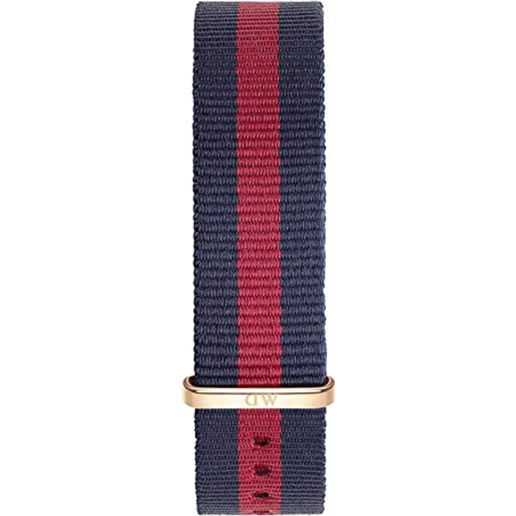 Daniel Wellington Uhrenarmband, Unisex Textilband in Blau-Rot mit roségoldener Dornschließe, 18 mm breit – Bild 2