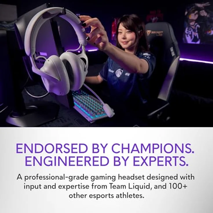 Alienware Pro Wireless-Gamingheadset – Kabellos, 50-mm-Graphen-Treiber, KI- & ANC-Geräuschunterdrückung, Dual-Mikrofone, E-Sport-optimiert, Lunar Light – Bild 2