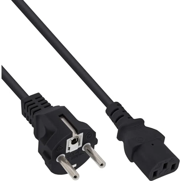 InLine 16651E Netzkabel, Schutzkontakt gerade auf Kaltgerätestecker C13, 3m, schwarz – Bild 2