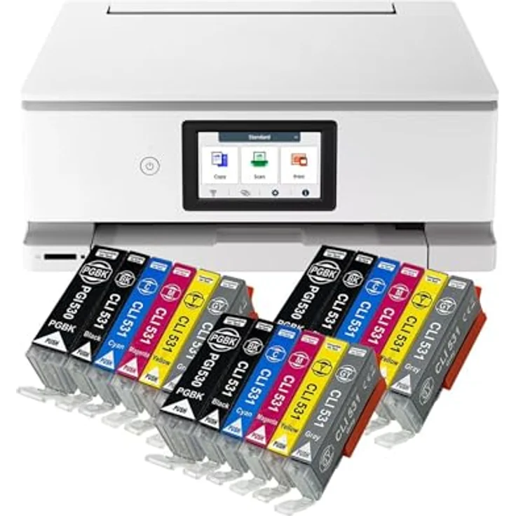 IC-Office TS8751, Tintenstrahl Multifunktionsdrucker 3-in-1 mit WLAN, Duplex, SD-Kartenleser, inkl. 18 XXL Tintenpatronen, weiß – Bild 1