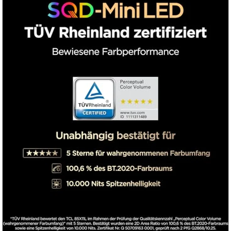 TCL 85X11L 4K SQD-Mini LED TV 215 cm (85") – Bild 5