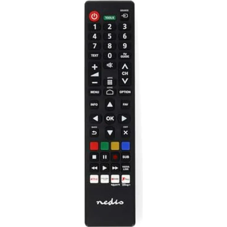 NEDIS Ersatz Fernbedienung - Passend für Panasonic/Sharp - Vorprogrammiert - 1 Gerät Disney + Button/Netflix Button/Rakuten TV Button/YouTube Button - Infrarot - Schwarz