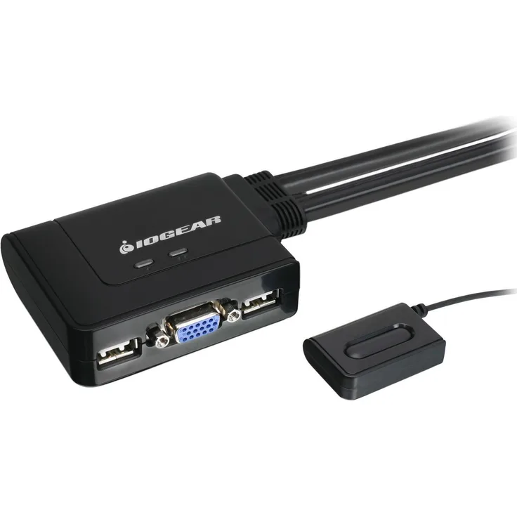 Iogear GCS22U, KVM Switch für 2 PCs, Plug-and-Play, Schwarz