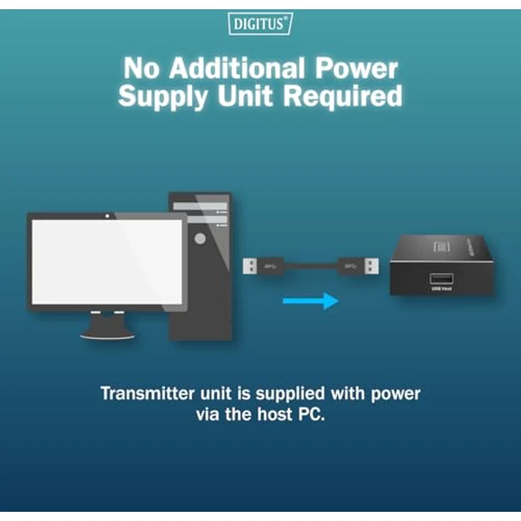 DIGITUS USB 2.0 Ethernet-Extender, 4-Port USB-A Hub mit 150m Reichweite, 480 Mbps, schwarz – Bild 5