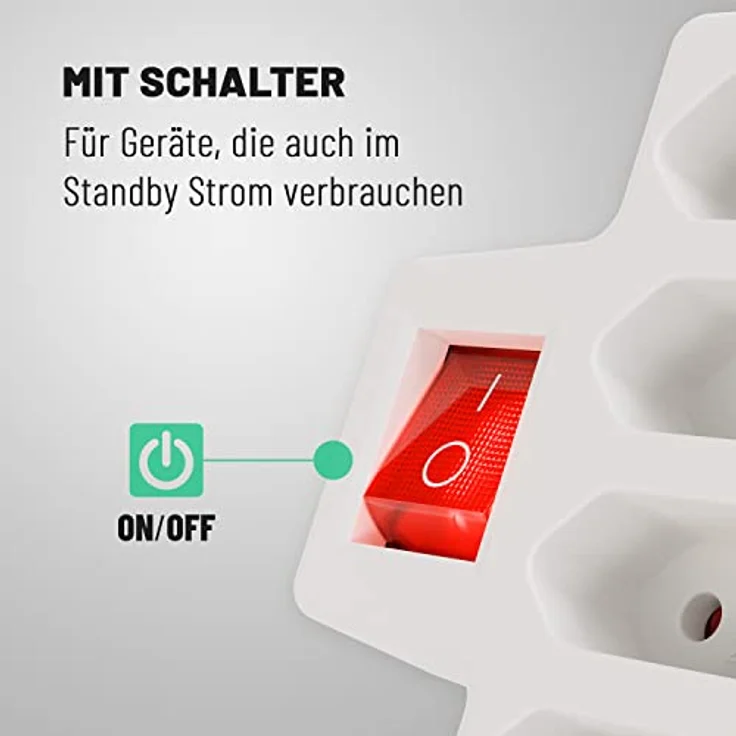 greate. 3x 4er Steckdosenadapter mit Schalter max. 2300W - Mehrfachsteckdose 3-fach, Erhöhter Berührungsschutz, weiß – Bild 5