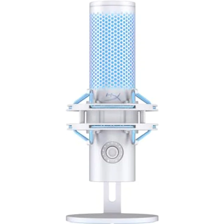 HP HyperX QuadCast 2, USB Mikrofon in Grau mit 24-Bit/96kHz Recording, Tap-to-Mute-Sensor und abnehmbaren Shock-Mount