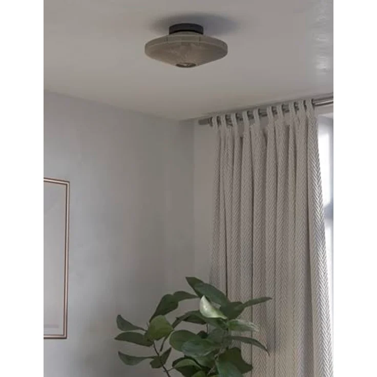 EGLO Deckenlampe Midsumer, Japanische Deckenleuchte aus Stoff in Schwarz und Naturgarn in Creme, Ø 38 cm – Bild 5