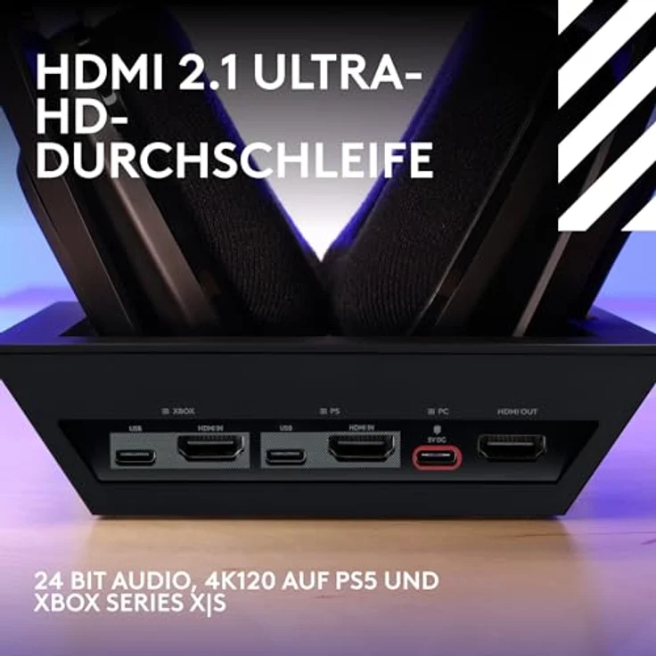 Logitech G Astro A50 X LIGHTSPEED kabelloses Gaming-Headset + Basisstation, PRO-G GRAPHENE, PLAYSYNC für Xbox Series X|S + PS5 + PC/Mac, Bluetooth, HDMI 2.1 Passthru, Schwarz – Bild 5