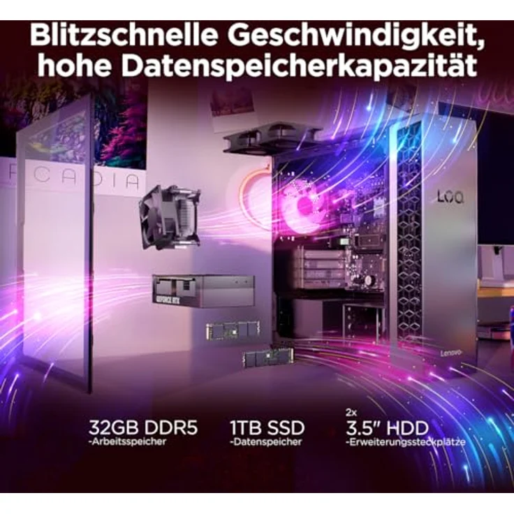 Lenovo LOQ Tower 26ADR10, Grau, Desktop-PC mit AMD Ryzen 7 8745HX, 32 GB RAM, 1 TB M.2 SSD und NVIDIA GeForce RTX 5060 – Bild 10
