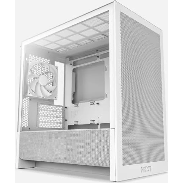 NZXT H3 Flow (2025), All White Midi Tower ATX Gaming Gehäuse mit Glasfenster, mATX/Mini-ITX, optimierte Luftzirkulation und Antistaubfilter – Bild 10