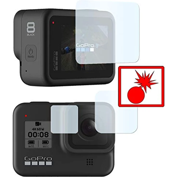 2x Slabo Panzerschutzfolie für GoPro HERO8 Black KLAR ''Shockproof'' (verkleinerte Folien) Displayfolie Schutzfolie Folie – Bild 2