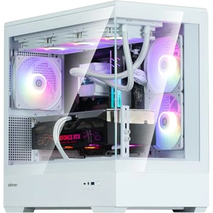 Zalman P30 V2 PC-Gehäuse, Mini-Tower mATX mit RGB-Beleuchtung und Tempered Glass – weiß, Platz für bis zu 9 Lüfter und 360 mm Radiatoren – Bild 8