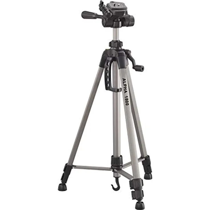 Cullmann - 52118 - Alpha 1800 Stativ Mobile m. Smartphonehalter (Auszugshöhe 140 cm, Packmaß 56 cm, mit 3-Wege-Kopf, max. Tragkraft 2 kg, Gewicht 900 g), Silber