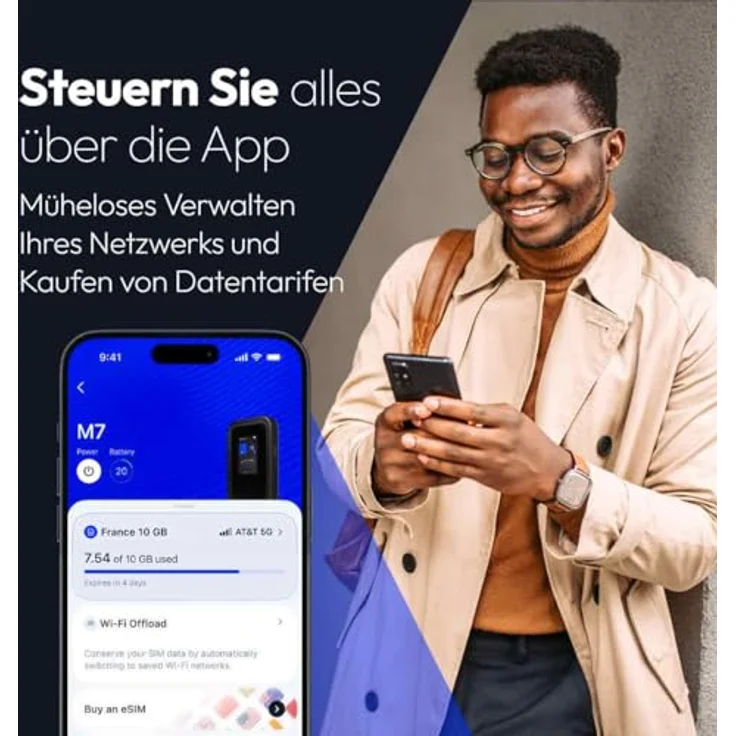 Netgear MH7150 Nighthawk 5G Mobile Hotspot, Dual-Band WLAN Router mit eSIM und integriertem Bildschirm, Schwarz – Bild 9