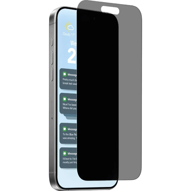 Puro Displayglas für Apple iPhone 16, 17 und 17 Pro, gehärtete Schutzfolie mit 9H Härtegrad und Sichtschutzfilter, transparent