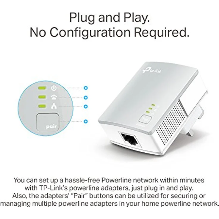 TP-Link Powerline AV600 Nano Adapter - Starter Kit - Bridge - HomePlug AV (HPAV) - an Wandsteckdose anschließbar (Packung mit 2) – Bild 6