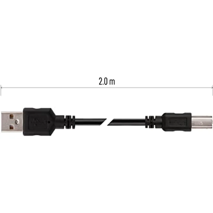 EMOS USB Verbindungskabel USB-A auf USB-B für Drucker und andere Peripheriegeräte mit USB-B Anschluss, Hi-Speed 480 Mbps, 2m lang, schwarz – Bild 2
