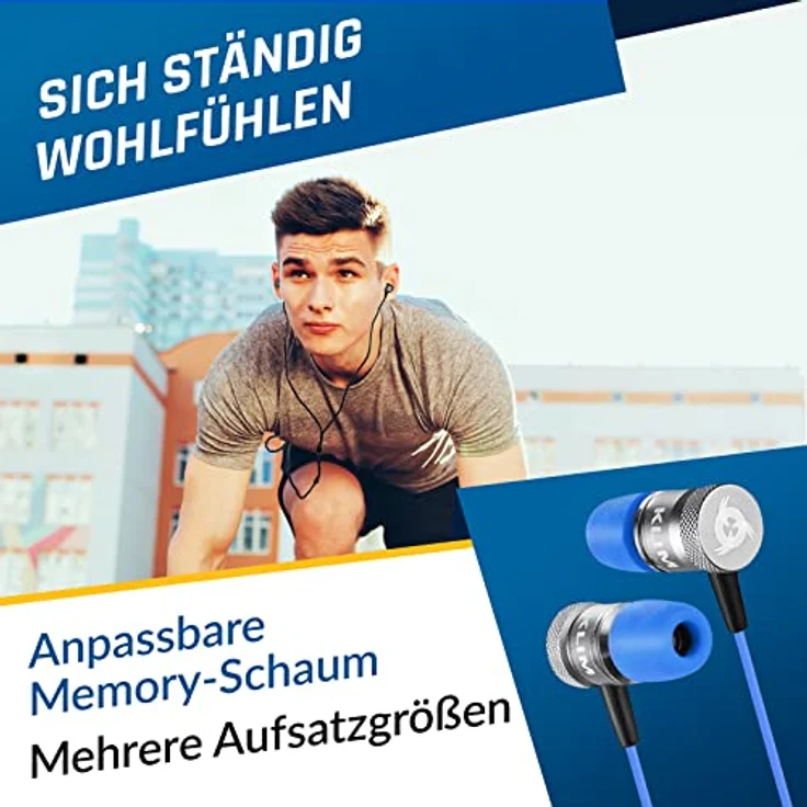 KLIM Fusion In-Ear Kopfhörer mit Memory Foamblau – Bild 2