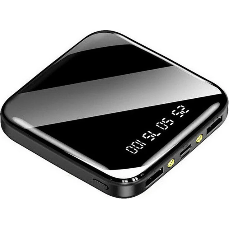 Fyrove 10000mAh Powerbank, tragbarer Schnelllader mit 2 USB-Anschlüssen und LED-Anzeige, schwarz