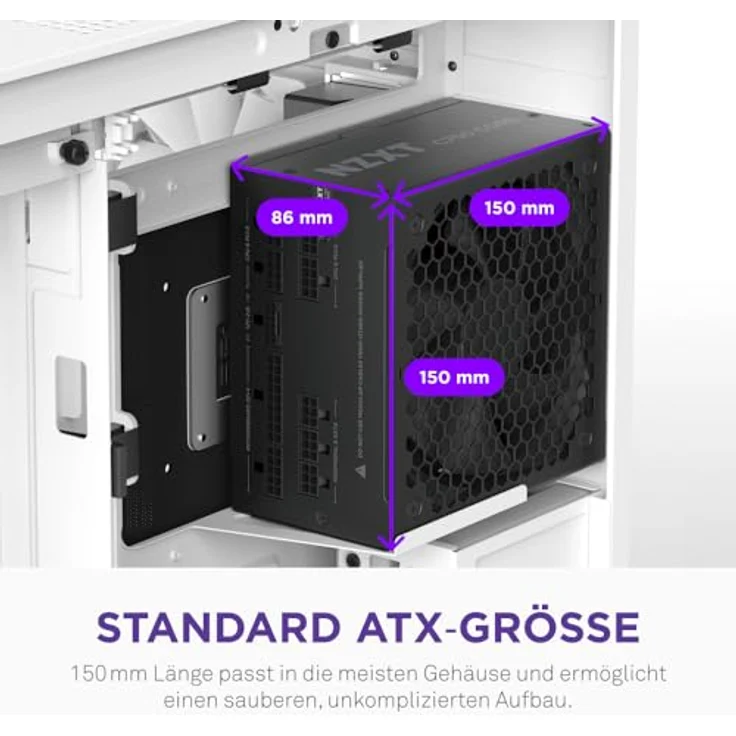 NZXT C750, 750 W ATX 3.1 Netzteil mit 80+ Gold-Zertifizierung, vollmodular und leise Kühlung, Schwarz – Bild 9