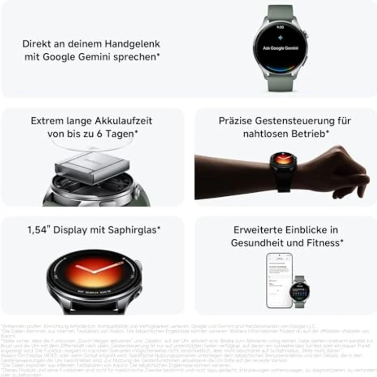 XIAOMI Watch 5 Smartwatch, Google Wear OS, NFC, 1,54” Display, 47mm, GPS-Fitness-Tracking, Saphirglas, bis zu 6 Tage Akkulaufzeit, Schwarz – Bild 2