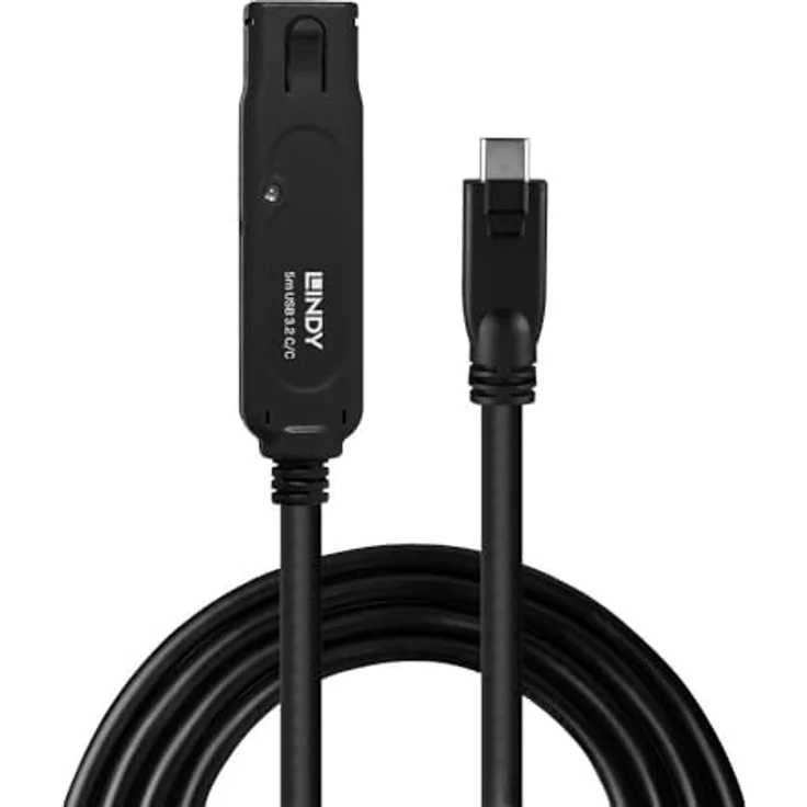 Lindy 43405 USB 3.2 Gen 2 Aktivverlängerung, 5 m USB C Kabel Schwarz mit 10 Gbit/s Datenübertragungsrate – Bild 2