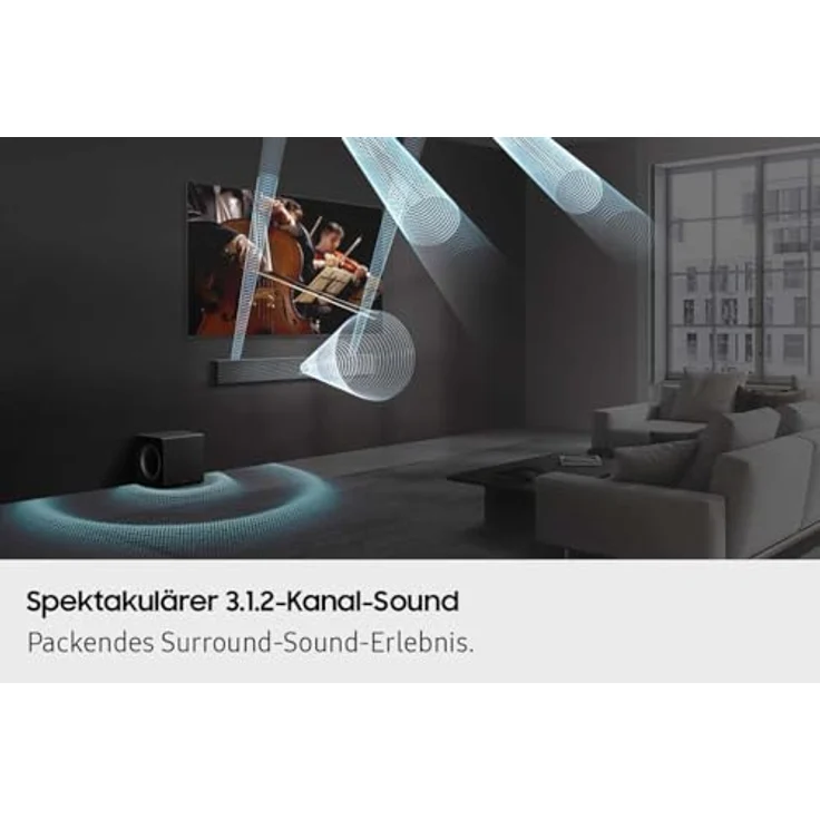 SAMSUNG HW-QS710GF Q-Series 3.1.2-Kanal-Soundbar mit kabellosem 6,5"-Subwoofer, Dolby Atmos, DTS:X und SpaceFit Sound, schwarz – Bild 8