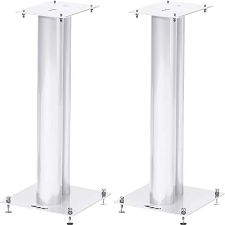 NorStone Lautsprecherständer Stylum 2 (60cm), Weiß (matt) - Stabiler Metallständer bis 50kg belastbar, Paarpreis