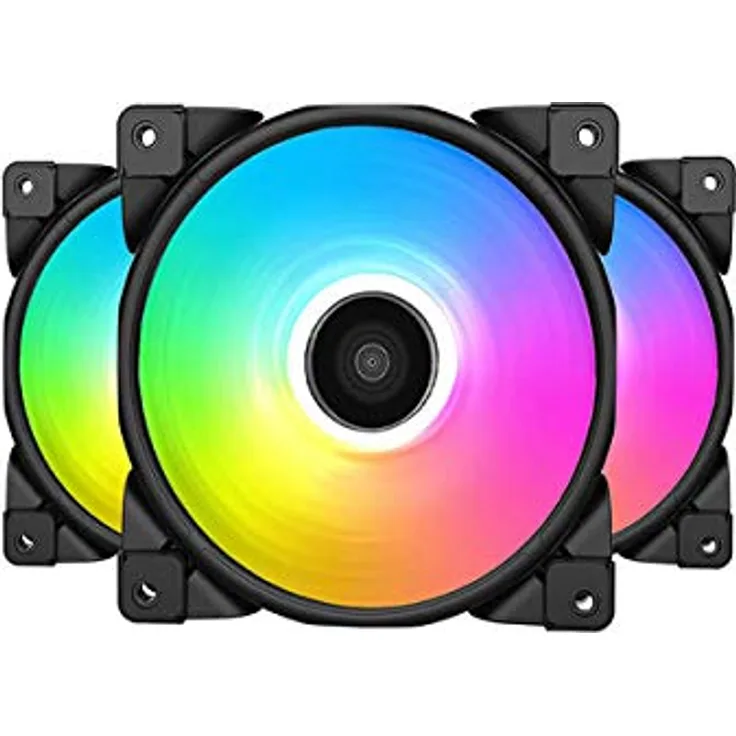 Pccooler Halo FRGB 3 in 1, 120 mm Gehäuselüfter mit adressierbaren RGB-LEDs, Schwarz, 3 Lüfter set