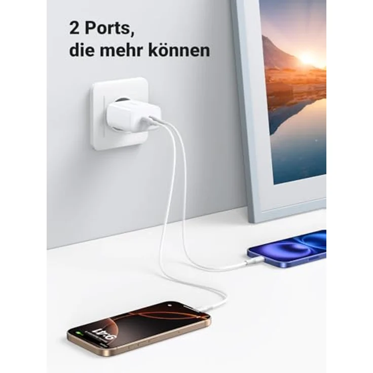 Ugreen USB-C+USB-C 40W PD Wall Charger (20W+20W) EU White – Bild 3