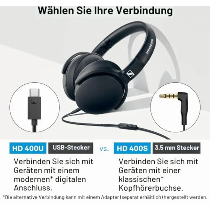 Sennheiser HD400U, Kabelgebundene Kopfhörer mit USB-C und intelligenter Fernbedienung, Schwarz – Bild 8