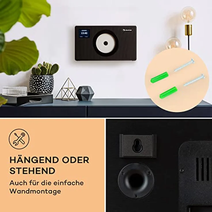 Auna Vertico Swing DAB, DAB+/FM Radio mit CD-Player, Bluetooth, LCD Display, Weckfunktion, Fernbedienung, wandmontierbar, Klein – Bild 5
