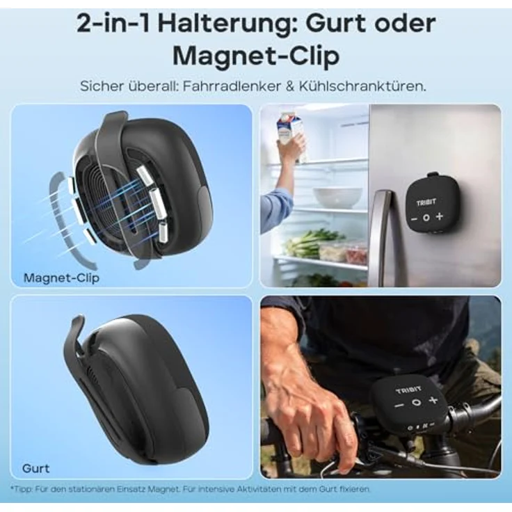 Tribit StormBox Micro 3, Bluetooth Lautsprecher mit 13W XBass Sound, 24 Std. Akkulaufzeit, IP68 wasserdicht, TWS, Fahrradlautsprecher mit Gurt & Magnetfixierung – Bild 2