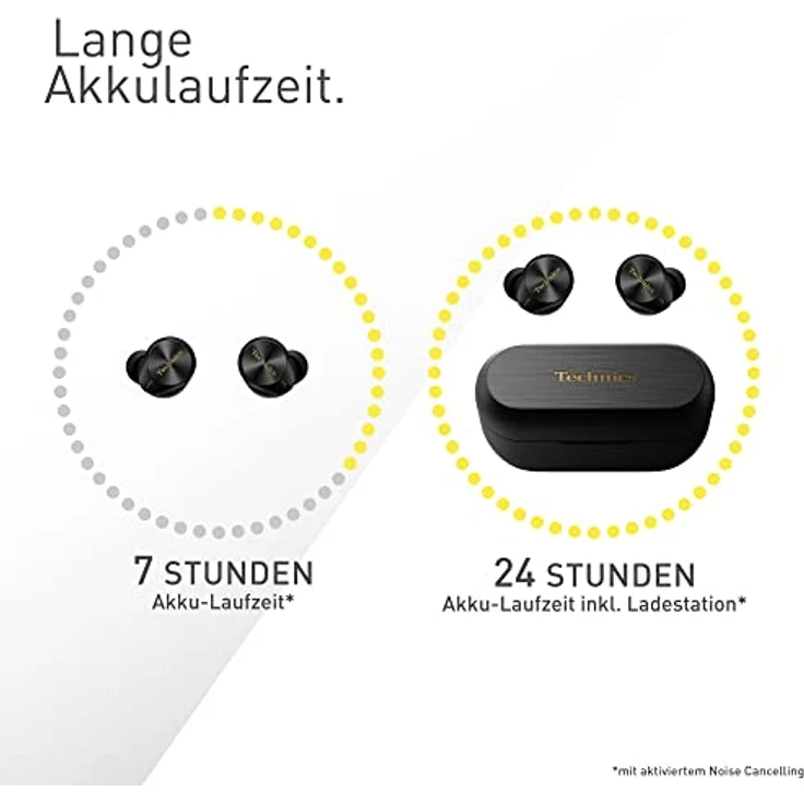 Technics EAH-AZ80E-K kabellose Ohrhörer mit Noise Cancelling, Multipoint Bluetooth, bequemer In-Ear-Ohrhörer mit integriertem Mikrofon, anpassbare Passform, bis zu 7 Stunden Wiedergabe, Schwarz – Bild 5