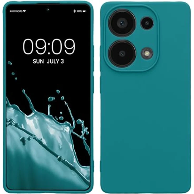 kwmobile Handyhülle kompatibel mit Xiaomi Redmi Note 13 Pro 4G, weiche Silikonhülle in petrol matt, rutschfest und reißfest mit präzisen Ausschnitten – Bild 1