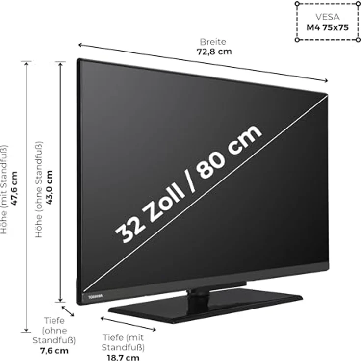 Toshiba 32WV3F63DA, 32 Zoll Smart TV mit VIDAA HD, HDR, Triple-Tuner und Bluetooth – Bild 3