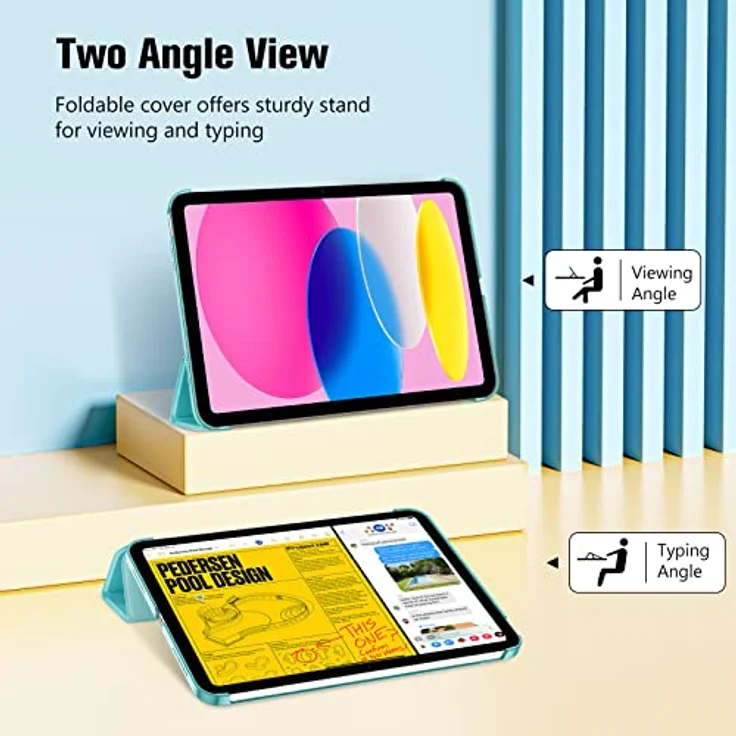 ProCase Hülle für iPad A16 11" (2025) & iPad 10. Gen 10,9" (2022) - Leicht, Dünn, Hart, Smart Cover mit Auto Wake/Sleep - Aqua – Bild 4