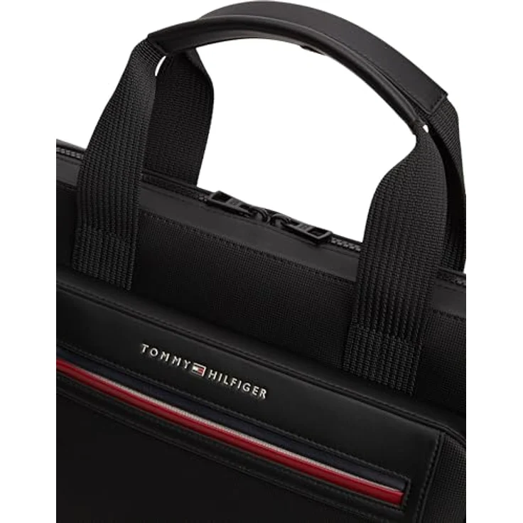 Tommy Hilfiger TH Foundation Aktentasche, 38.5 cm mit Laptopfach, schwarz, 100% Polyurethan – Bild 4