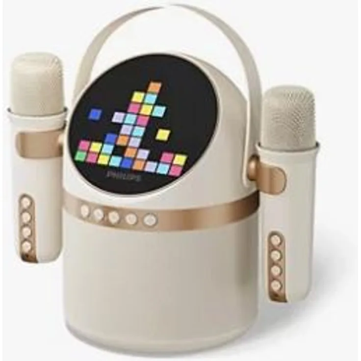 Philips TAS2509WT/00 Tragbarer Karaoke Speaker, Bluetooth Lautsprecher mit Dual Mic, 10 Watt, Weiss