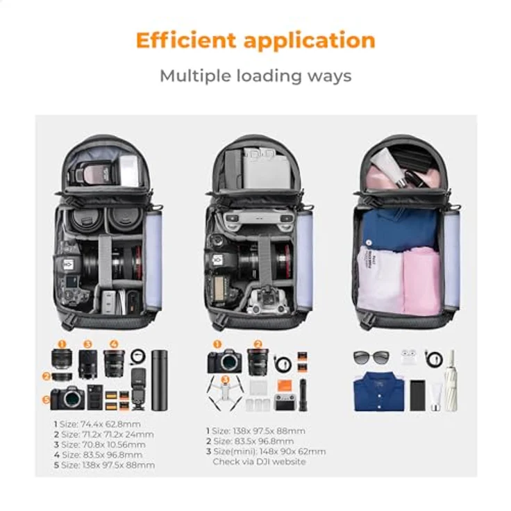 K&F CONCEPT Kamera-Umhängetasche, Wasserdicht mit seitlichem Zugriff, flexibles Fassungsvermögen, Grau – Bild 4