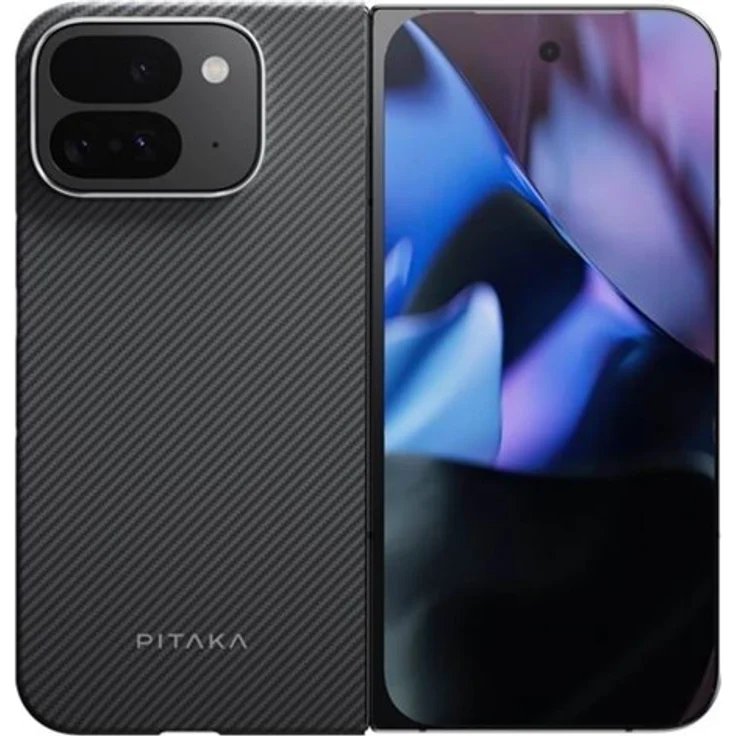 PITAKA MagEZ Case 5, Handyhülle aus Aramidfaser mit erhobenem Kameraring, Black/Grey Twill für Google Pixel 9 Pro Fold