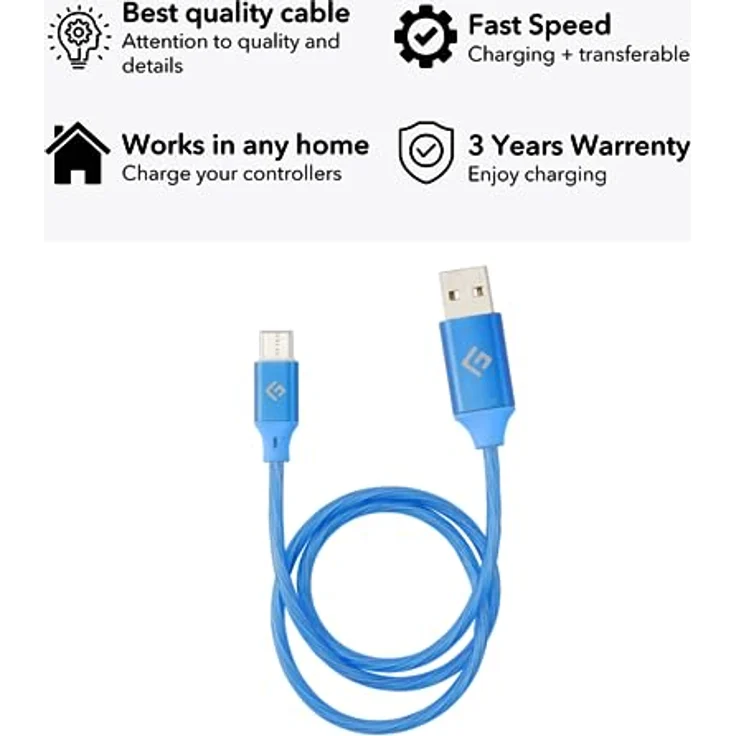 Floating Grip 0,5M LED USB-C Kabel (Blau), langlebige Verbindung mit Anschlussstatusanzeige und kompatibel mit USB-C und USB-A Geräten – Bild 3