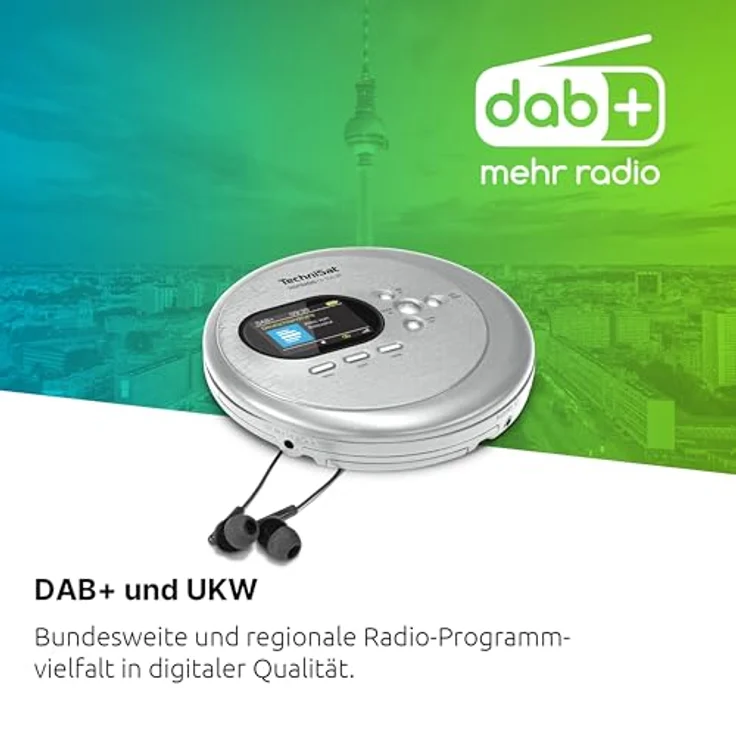 TechniSat DIGITRADIO CD 2GO BT DAB+ Digitalradio UKW Bluetooth Akku, Tragbares CD-Abspielgerät mit DAB+ und Bluetooth, Schwarz – Bild 7